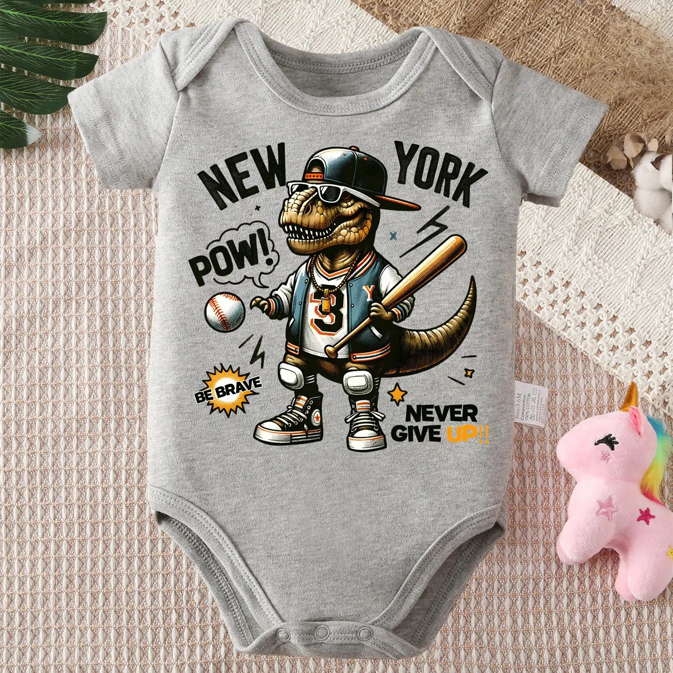 

Боди из чистого хлопка с принтом динозавра для мальчиков, удобный комбинезон для новорожденных от 0 до 12 месяцев