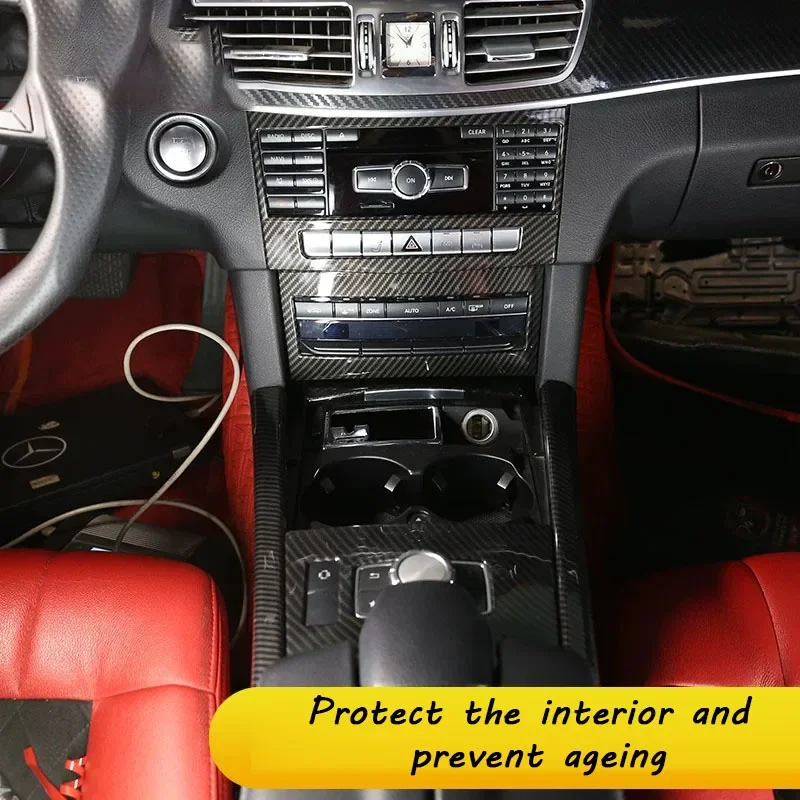 

For Mercedes Benz E Class W212 E260 E300 2008-2015 ABS Carbon Fibre Interior Trim Cover Dashboard Door Panel Frame Accessories