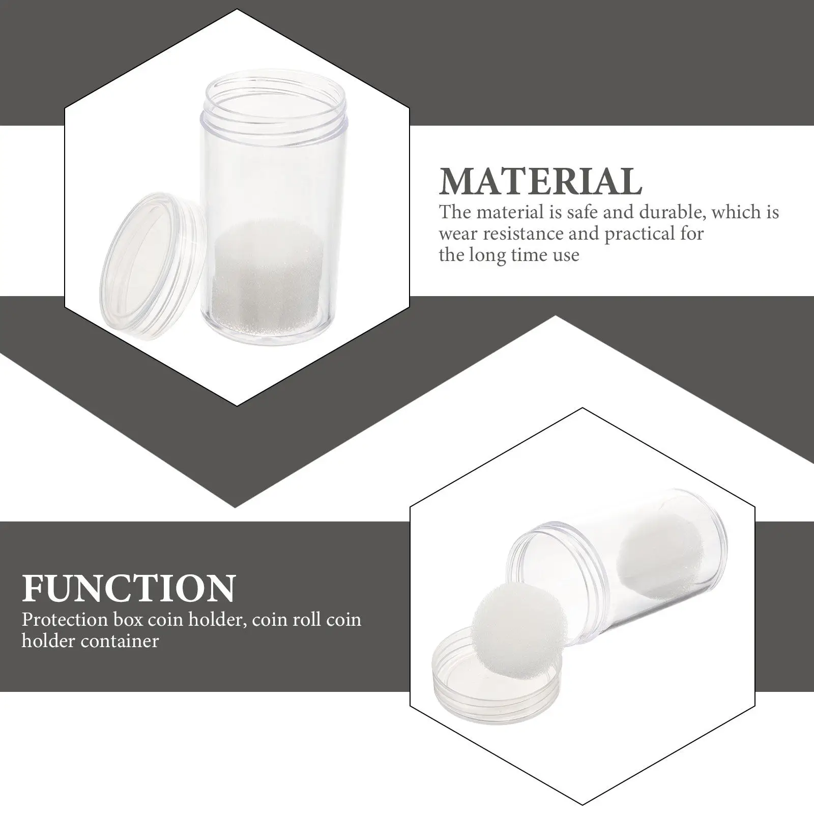 2Pcs Clear Plastic Coin Tubes for Half Dollar Coins Coin Storage Holder Collectors Organizer Protective Anti-Oxidation