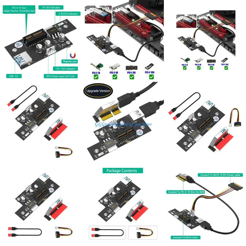 

H9EB Data Transfer with PCIE 1X to 1X/4x/8x/16x Slot Risers Solid Capacitors