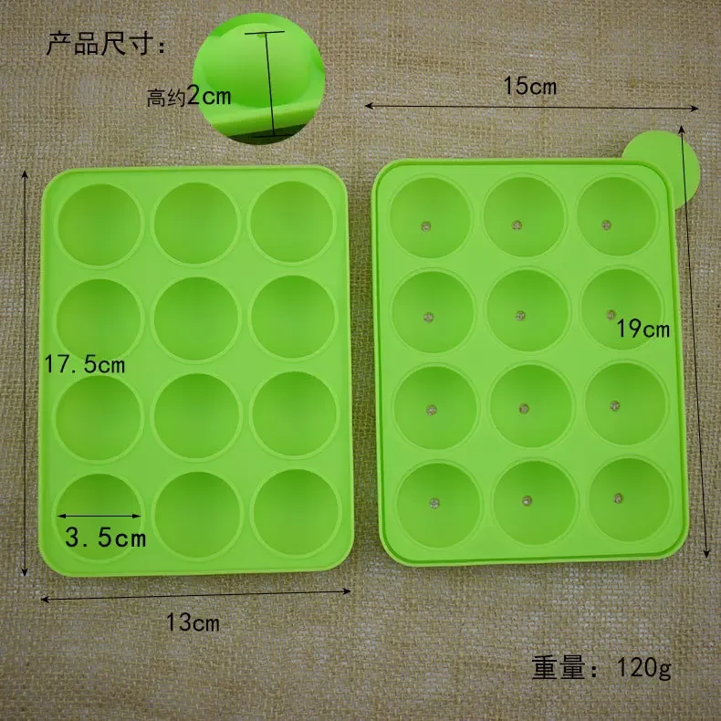 12 Hole Three-dimensional Round Model Silicone Lollipop Turning Candy Chocolate Mold Chocolate Cake Baking Mold