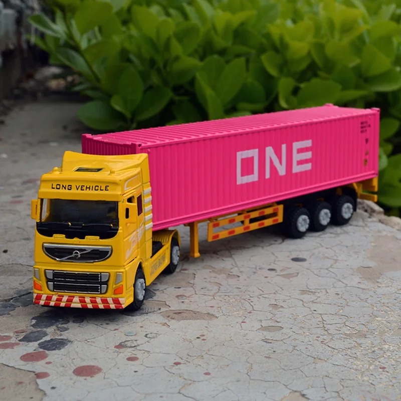 Hochwertiges 1: 60-Leichtmetall-Container-Transport-LKW-Modell, Simulations technik Autos pielzeug, Anhängers pielzeug, Großhandel