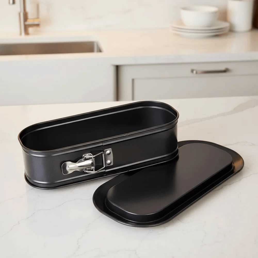 Durable Carbon Steel Oval Removable Bottom Cake Pan Snap Fastener Non-Stick Toast Mold Heat-resistant Chiffon Cake Pan Dessert