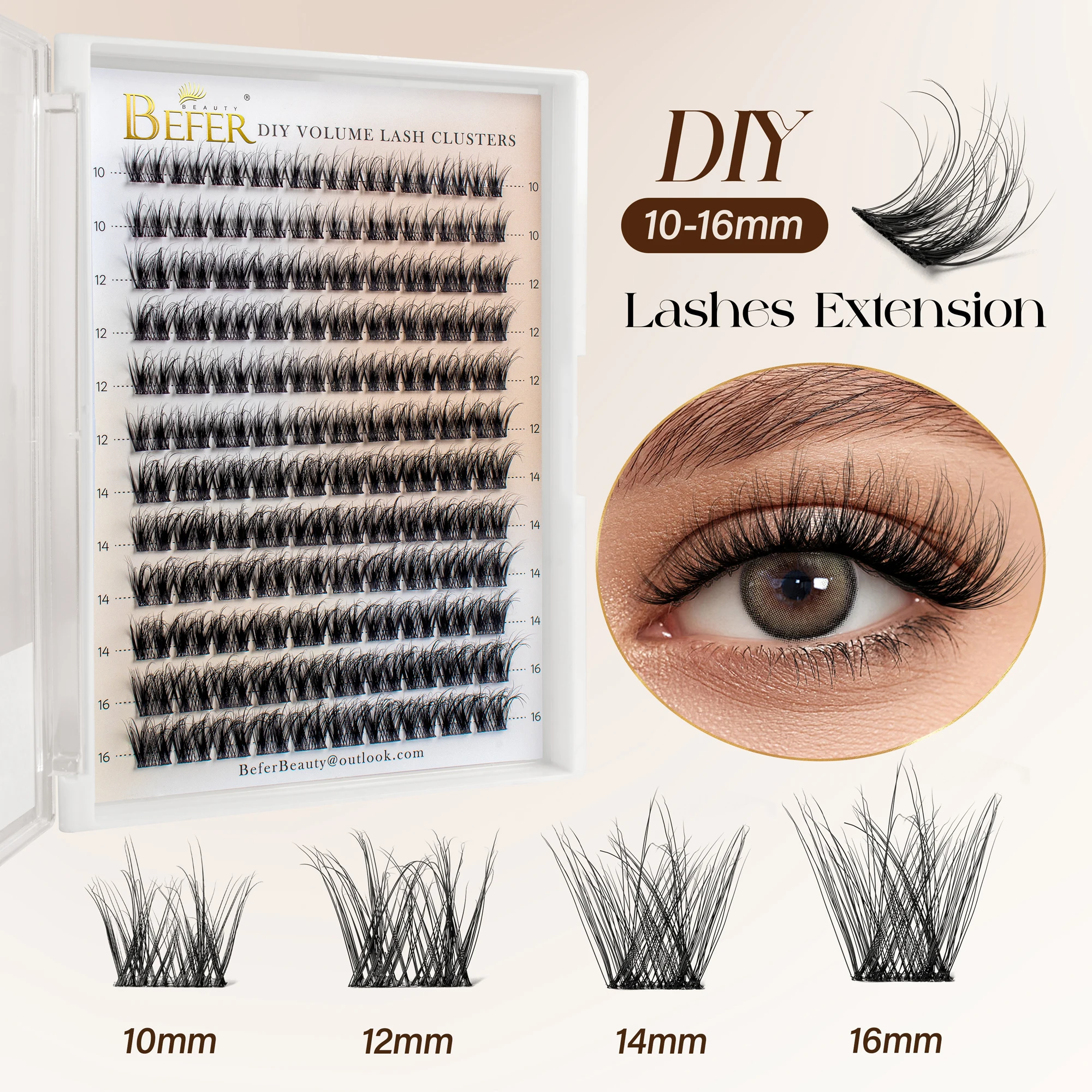 Befer Natürliche Cluster-Wimpern 3D Curl Flauschige Künstliche Wimpern Hochwertige Einzelwimpern-Cluster DIY Wimpernverlängerung Make-up