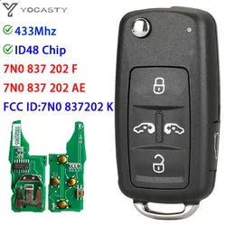YOCASTY-mando a distancia para coche, mando a distancia de 434Mhz, ID48, para VW Sharan Multivan Caravelle, 7N0837202K, 7N0837202F, 7N0837202AE