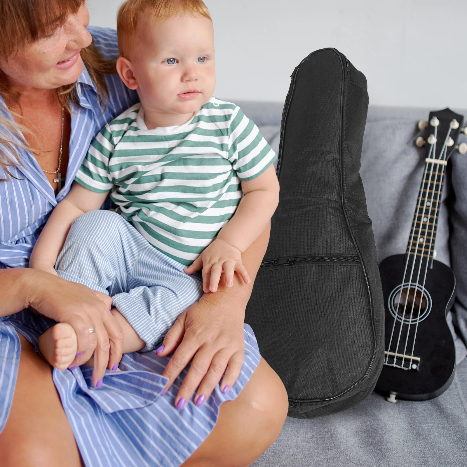 

1pc Ukulele Bag Black Oxford Cotton Portable Lightweight Case For Travel Storage Protection Musical Instrument Pouch