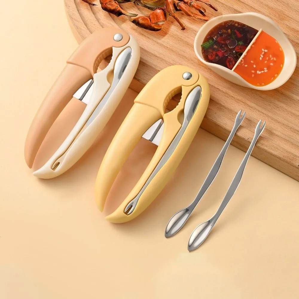 

4Pcs/Set Effort-saving Crab Sheller Stainless Steel Professional Lobster Claws Picking Fork Set with Tray Crab Cracker Set
