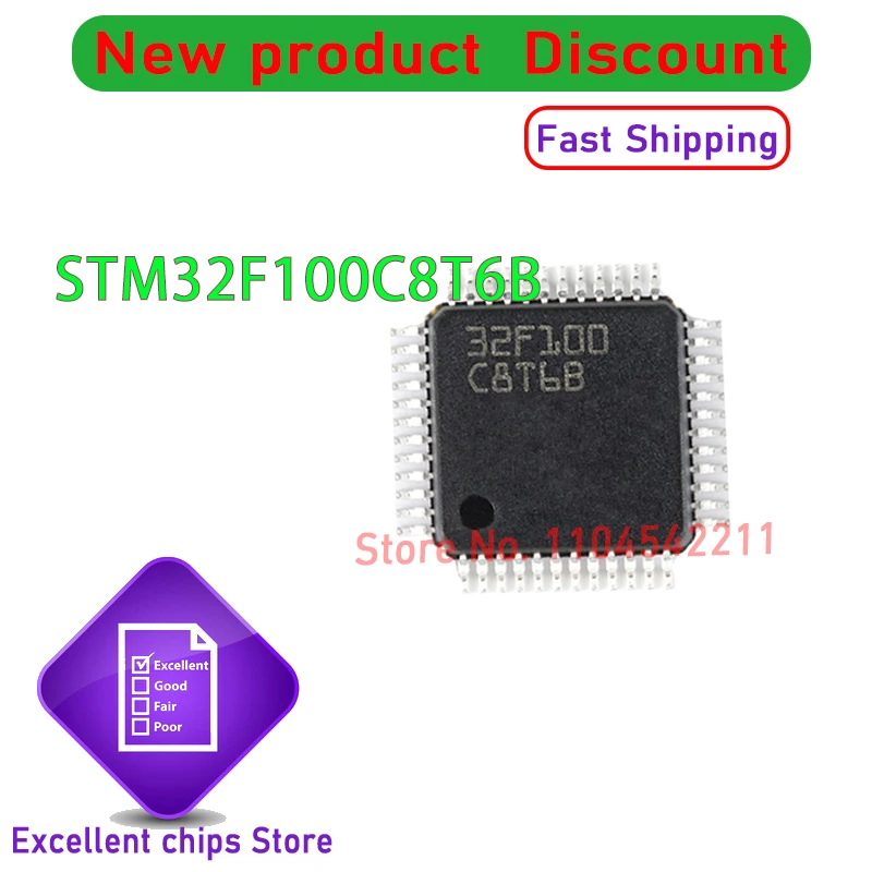 1 pz/lotto Nuovo Originale STM32F100C8T6B STM32F100C8T6 32F100 C8T6B in magazzino