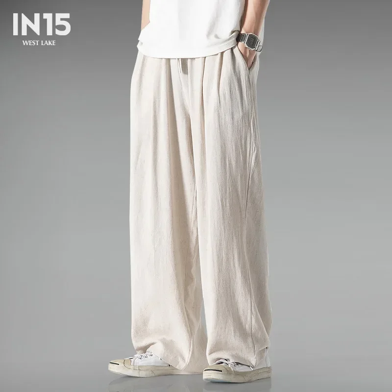 Comfortable Casual Cotton Linen Bell Bottoms Men's Loose-fit Thin Casual Pants Chinese Style Bell Pants Linen