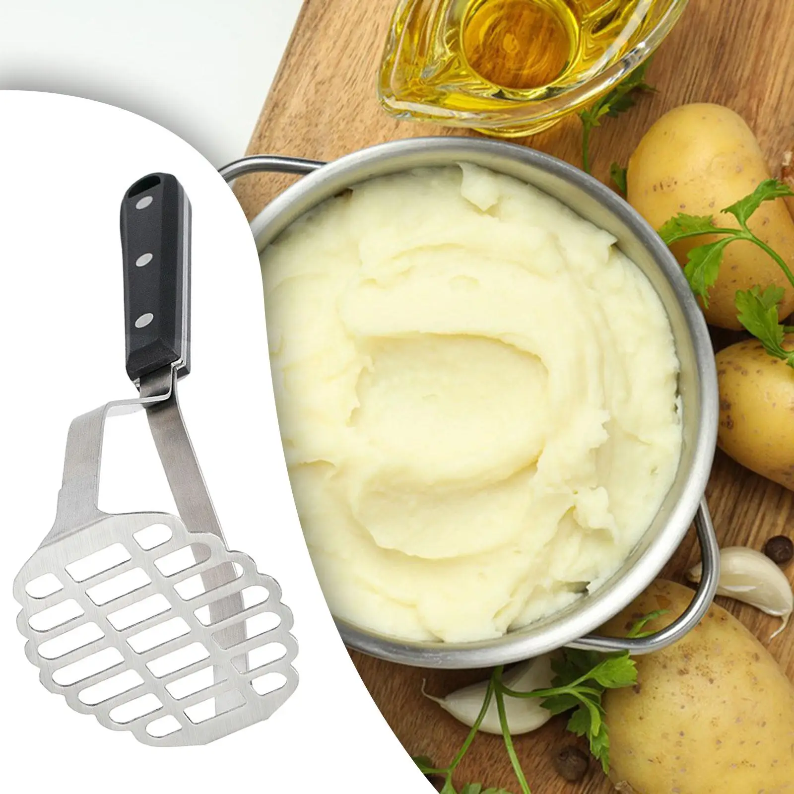 Smooth Mash Potato Masher Multifunctional Tater Masher Food Masher for Baby Food Fruit Vegetable Guacamole Avocados Strawberries