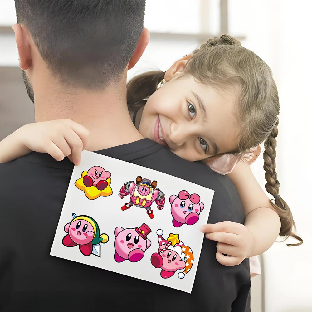 8/16 fogli Kawaii Kirby Puzzle adesivi per bambini fai da te Crea un viso decalcomanie Divertente cartone animato assemblare puzzle giocattolo per regali di compleanno per bambini
