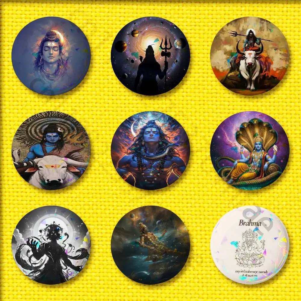 

India Lord Shiva Brahma Vishnu Badge For 44mm 32mm 58mm 25mm 75mm Round Pin Brooch Insignia Case Collectibles