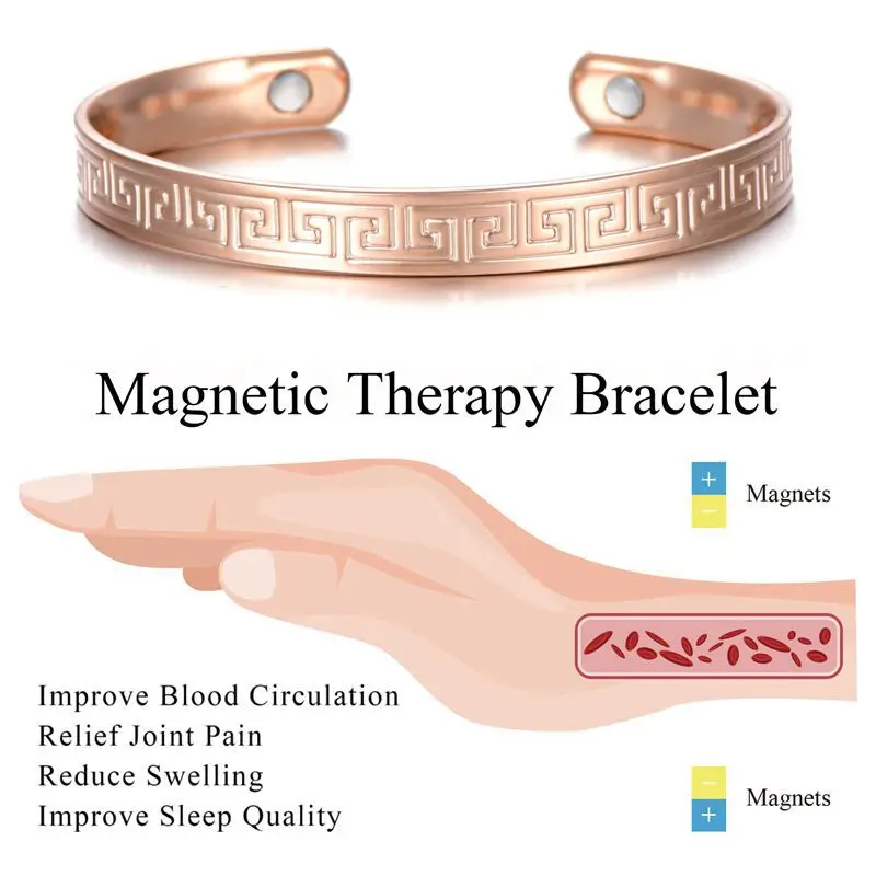 Simple Geometric Bio Magnetic Men Women Classical Patter Therapeutic Energy Healing Magnetic Bracelet Therapy Arthritis Jewelry