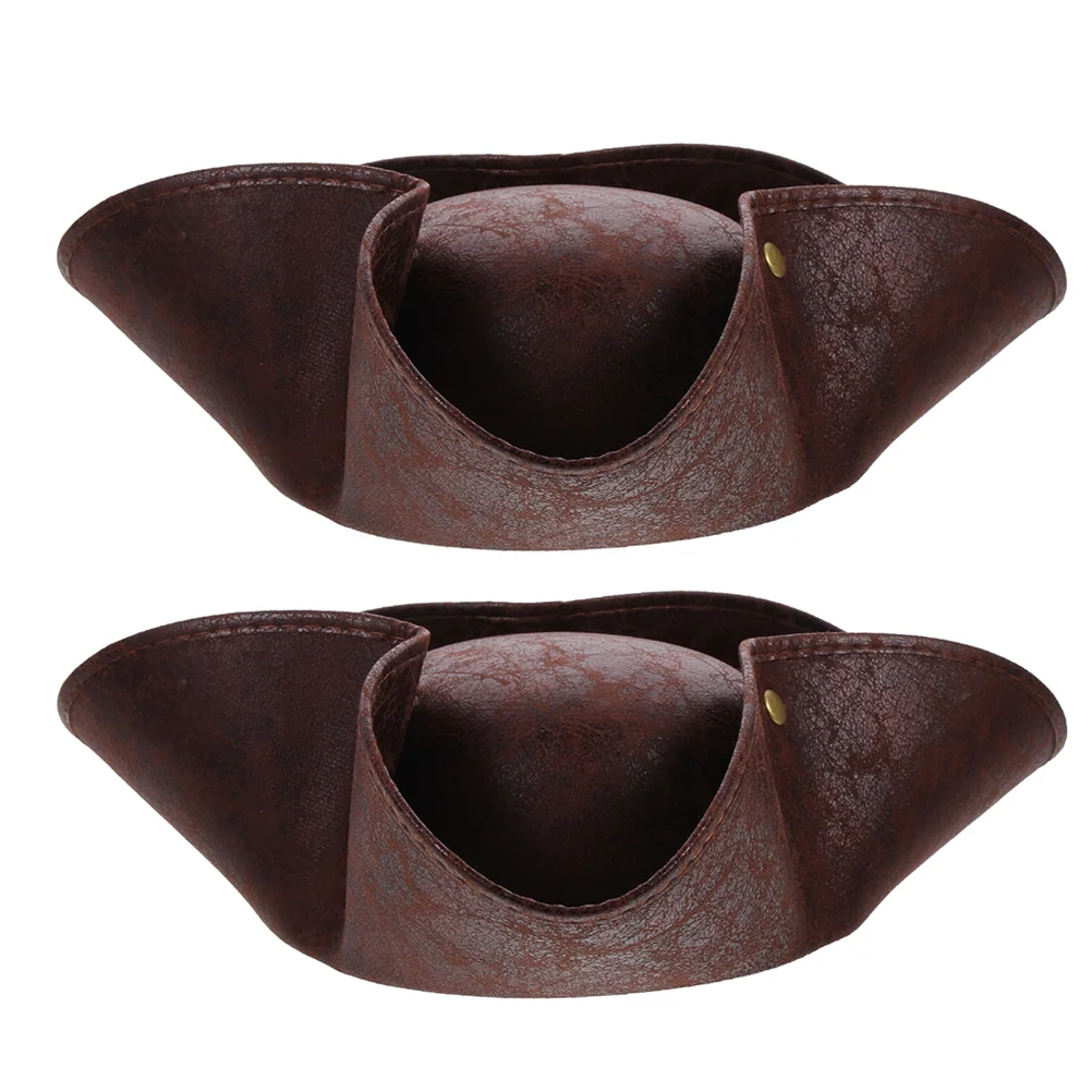 

2 Pcs Halloween Tricorn Hat Pirate for Woman Costumes Accessories Women Mens Cosplay Hats Adults