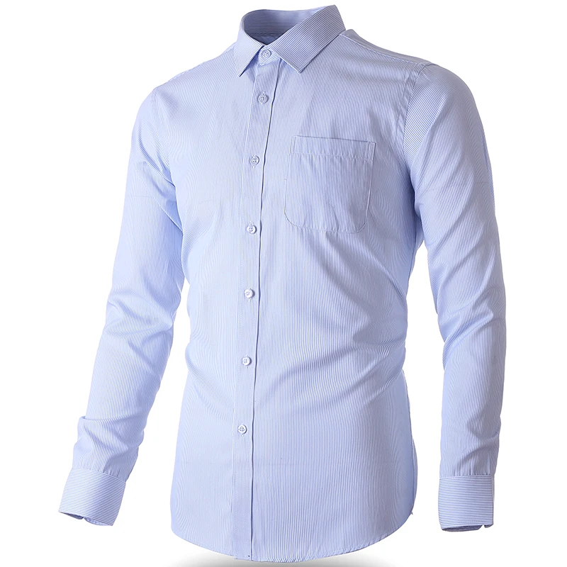 Camisa Formal de manga larga con bolsillos para hombre, camisa profesional clásica de oficina de negocios, talla grande S ~ 8XL