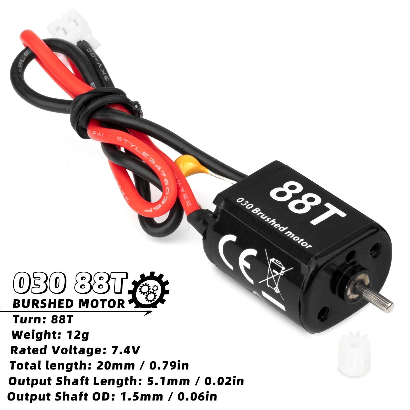 RC-Bürstenmotor 030 88T/050 50T 66T Hohes Drehmoment mit Motorhalterung für 1/24 RC Crawler Axial SCX24 AXI00002 AXI00001 AXI90081 – Detail 13
