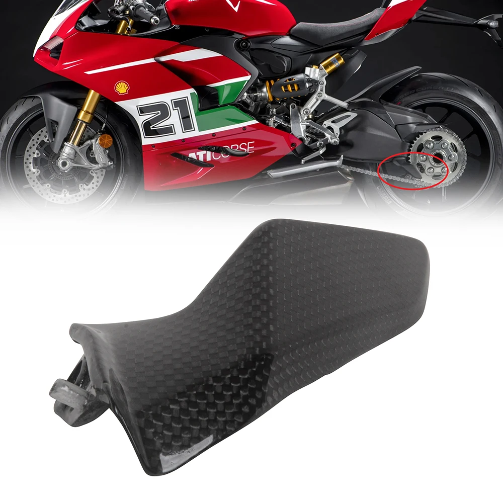 For Ducati Panigale V2 2020-2021 1199/899 2012 1299/899 2014 MOTO4U Carbon Fiber Motorcycle Chain Guard Gloss Cover Protector