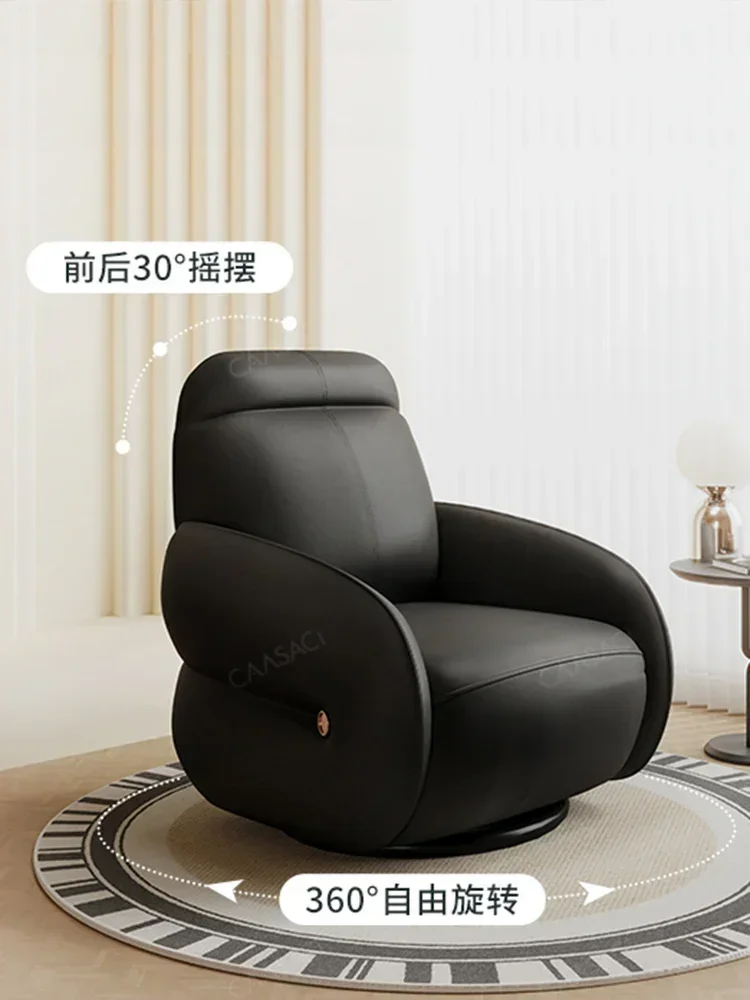 Single person sofa black retro French functional electric sleeping rocking rotating living room lounge chair