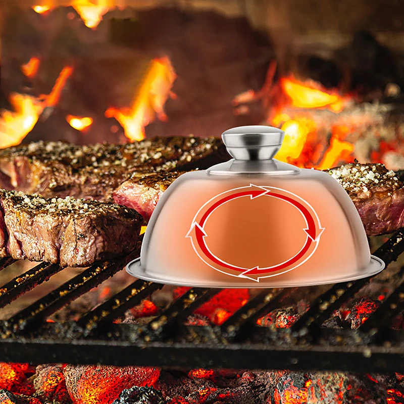 16/18/20cm Stainless Steel Hamburger Lid Multi-Purpose Small Pot Lid Spill-proof Frying Pan Lid Steak Teppanyaki Grill Covers