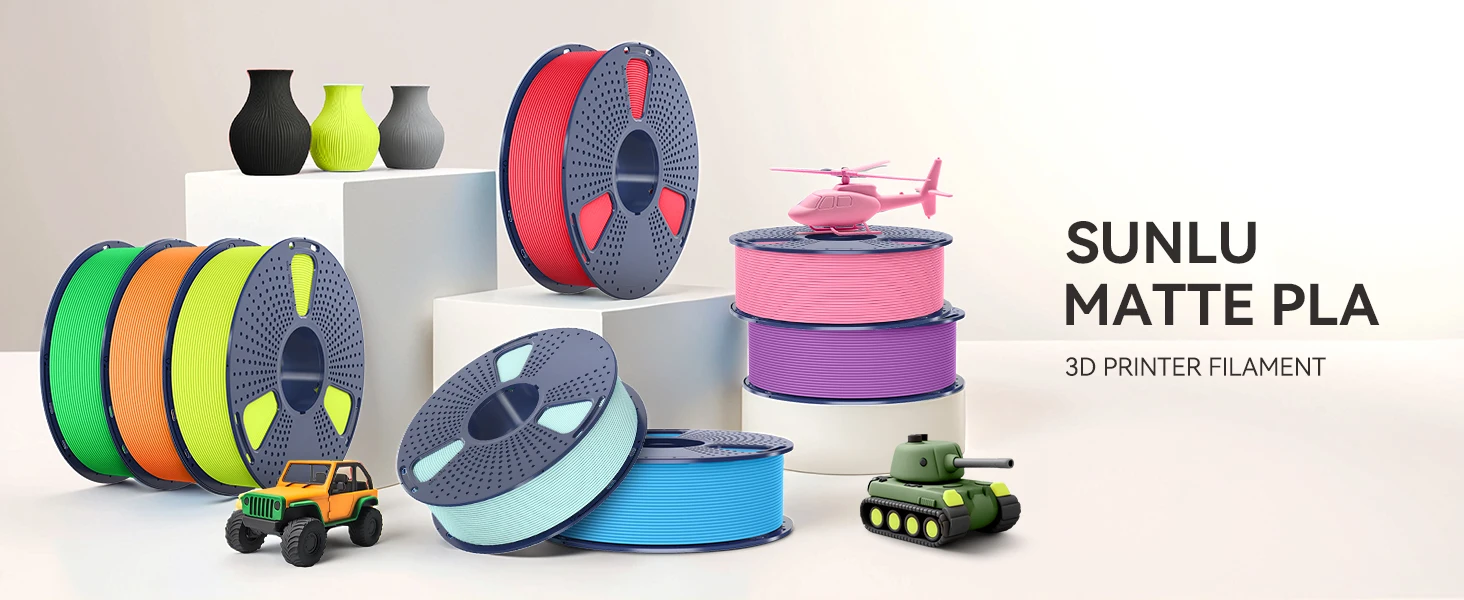 SUNLU 1 Rolle PLA-Filament, 1,75 mm, 1 kg Spule (2,2 lbs), glattes, mattes Finish, ordentlich gewickeltes Filament, passend für die meisten FDM-Drucker – Detail 6