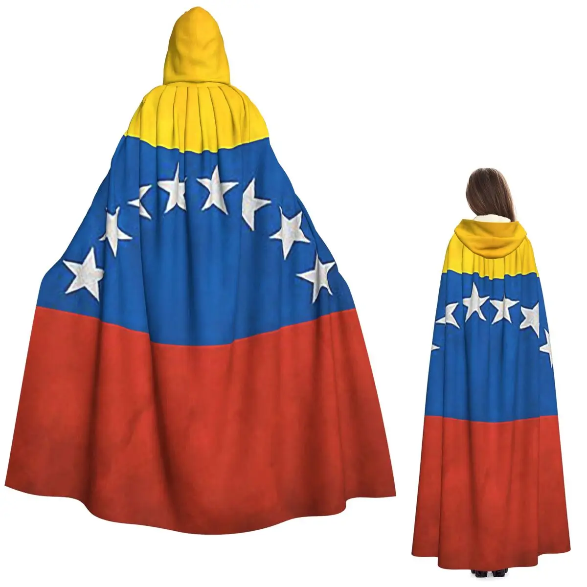 Venezuela Venezuelan Flag National Flag Of Venezuela Long Hooded Cloak Witch Medieval Costume Cosplay Cape HalloweenVampire
