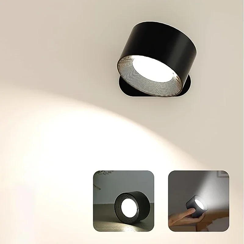 Lámparas LED de montaje en pared para interiores, luz de pared ajustable con rotación de 360 grados, recargable por USB, accesorios nórdicos modernos, decoración de dormitorio