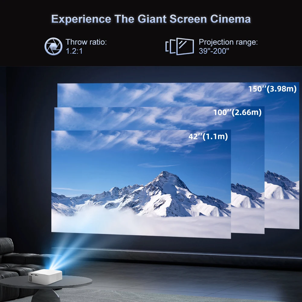 Touyinger L9 Proiettore portatile Full HD 800 ANSI Lumen Breve Raggio 4K Decodifica Android Smart TV Video Home Theater Mini Beam