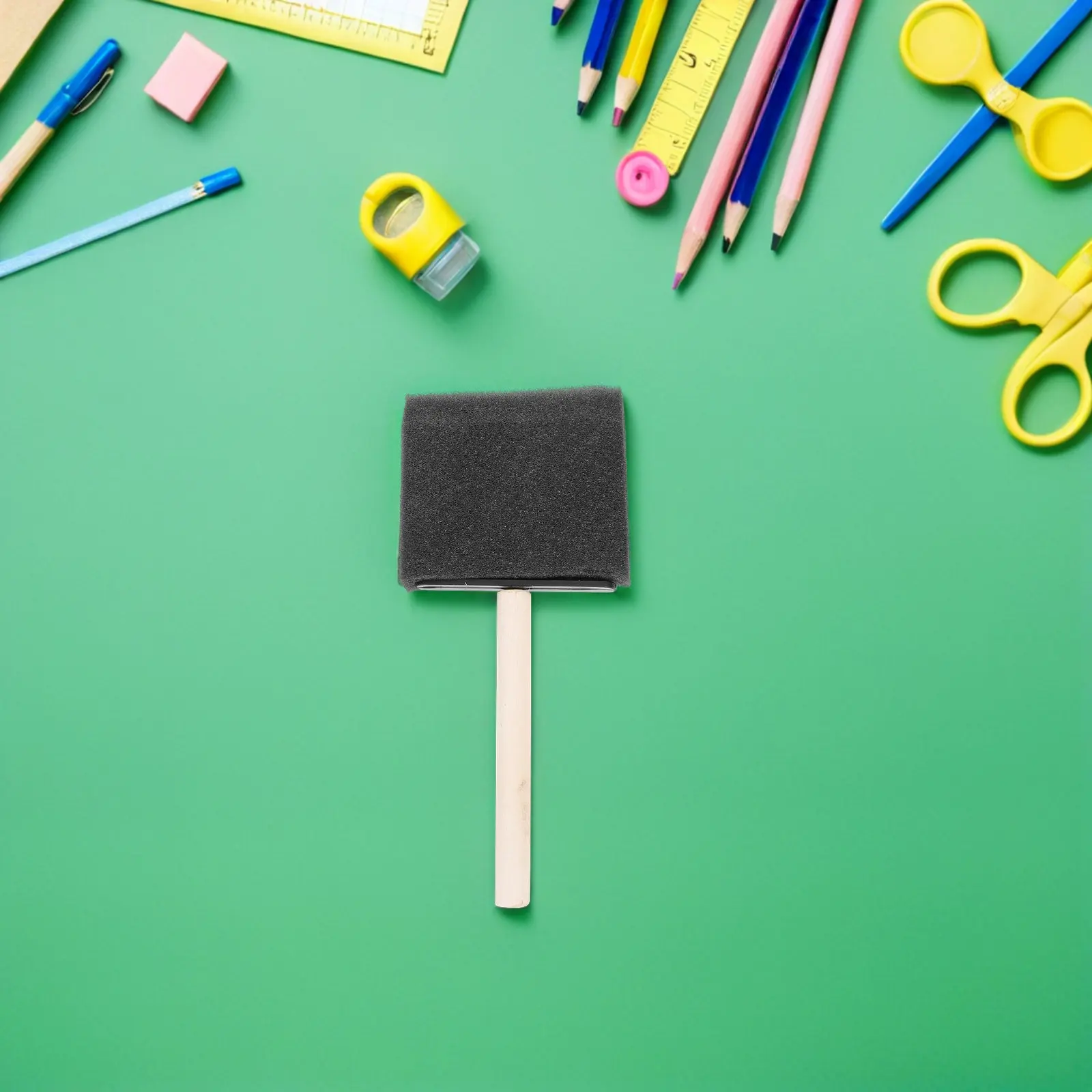 24Pcs Kids Foam Paint Brushes Black Wood Handle Smooth Art Sponge Brushes Preschool Classroom Painting Tools DIY Craft Supplies