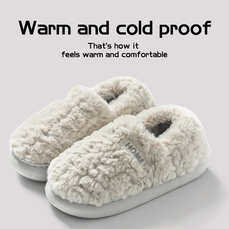 Cotton slippers women's winter new style bag heel home warm and non slip plush cotton shoes for men wearing outside