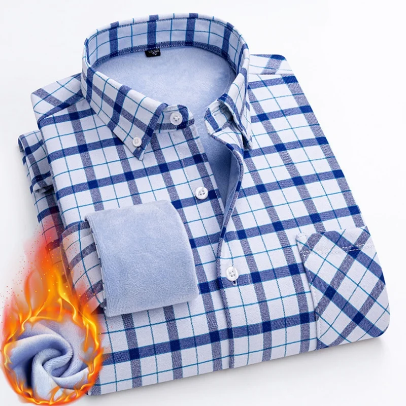 Winter Warm Oxford Spinning Shirt Men's Plush Thickened Shirts 2026 New Casual Tops Men's Versatile Basic Cotton Shirt