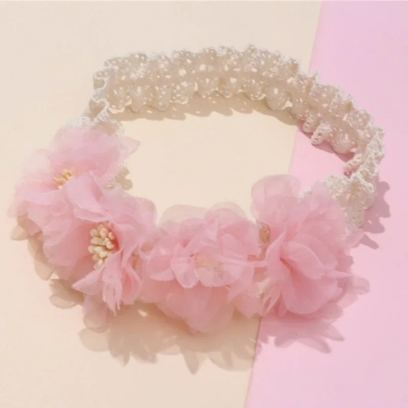 Baby Girls Lace Flower Headband Princess Hairband Photography Props Elastic Infant Hair Accessories Shower Gifts