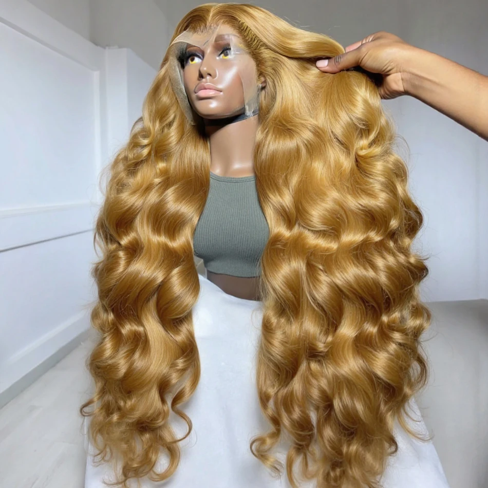 

38-дюймовый парик из натуральных волос Honey Blonde HD Lace Front, 13x6, 220% плотность, цвет Honey Blonde, с эффектом Body Wave, цвет 27 #