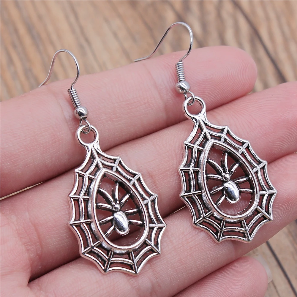 Vintage 2 Colors 35x20mm Spider Charms Drop Earrings Fashion Handmade Women Earring