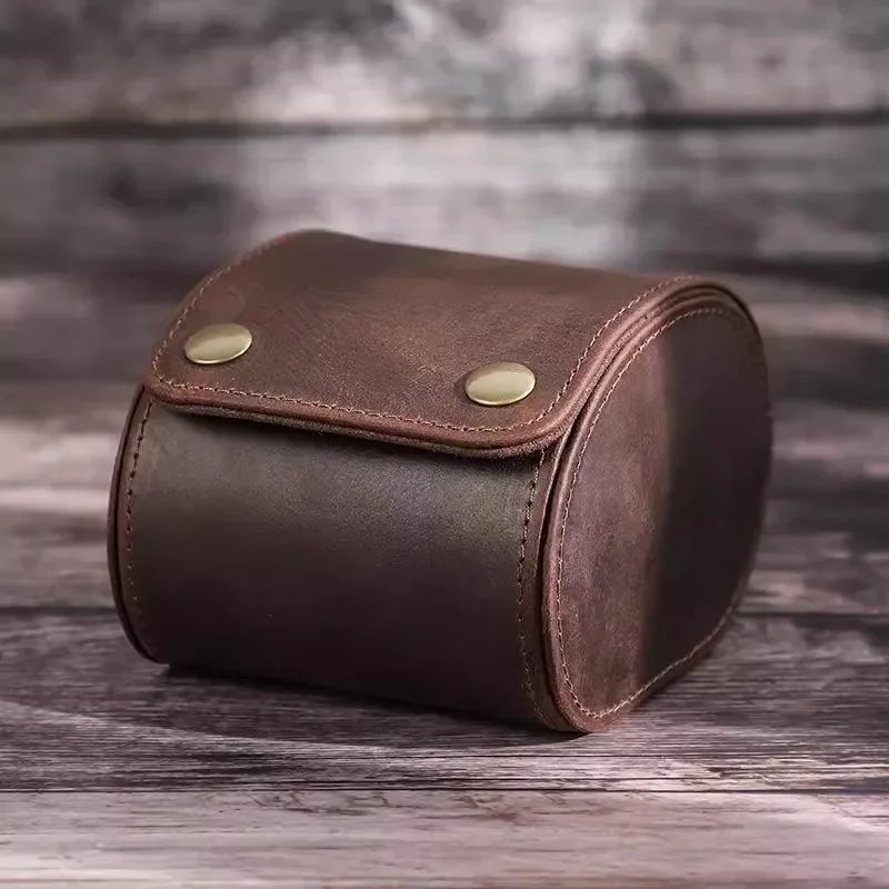 retro real cowhide travel portable anti-drop and dustproof watch box