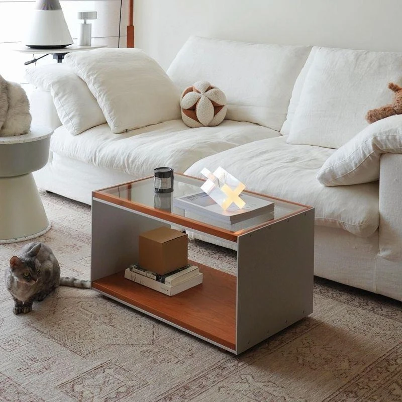 Nordic cream style module coffee table Bauhaus solid wood storage cabinet