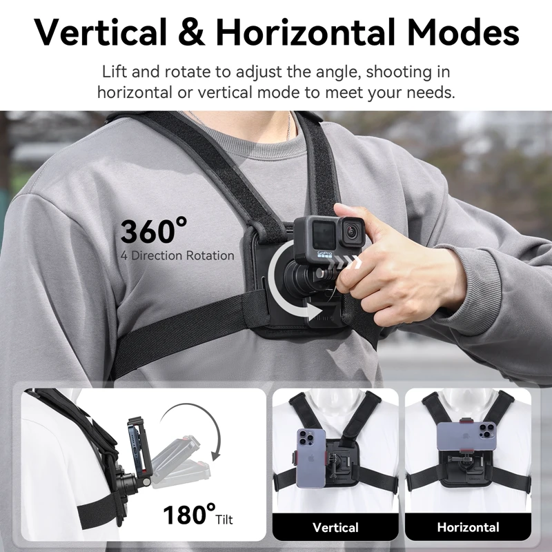 Ulanzi Go-Quick II Magnetic Chest Strap For Action Camera Smartphone Gopro 14 13 12 11 10 iPhone 15 14 13 for Outdoor Video Vlog