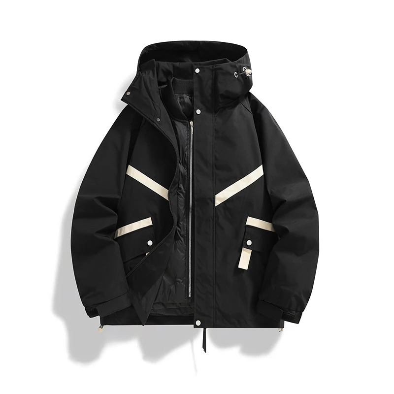 

New Two Piece Jacket Men's Cotton Jacket Underwear Men's Autumn Winter Couple Casual Three Proof Hooded Thickened Jacket Men