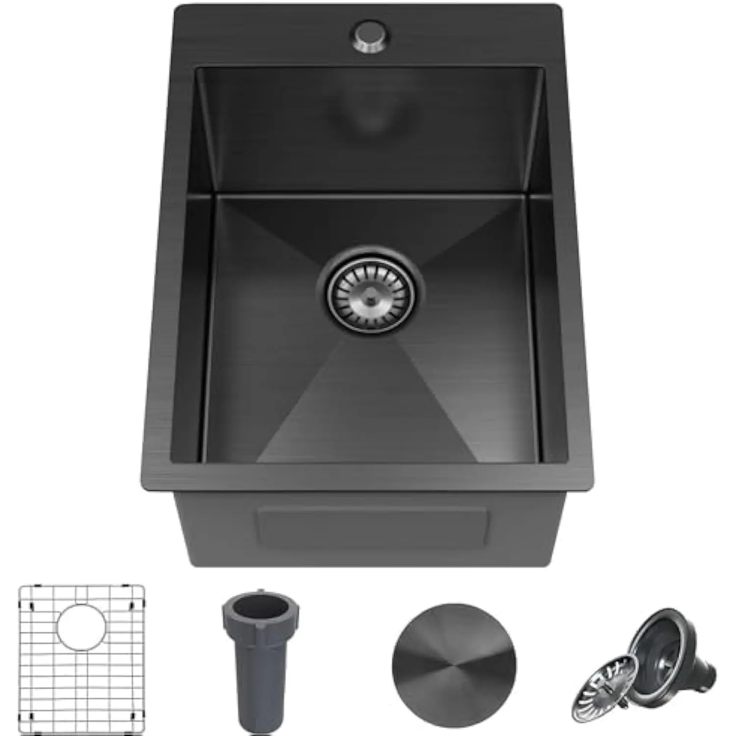 

15 X 20 Inch Black Drop in Kitchen Bar Sink, Small Kitchen Sink Single Bowl Topmount Bar Prep Sink 18 Gauge Stainless Steel Bar