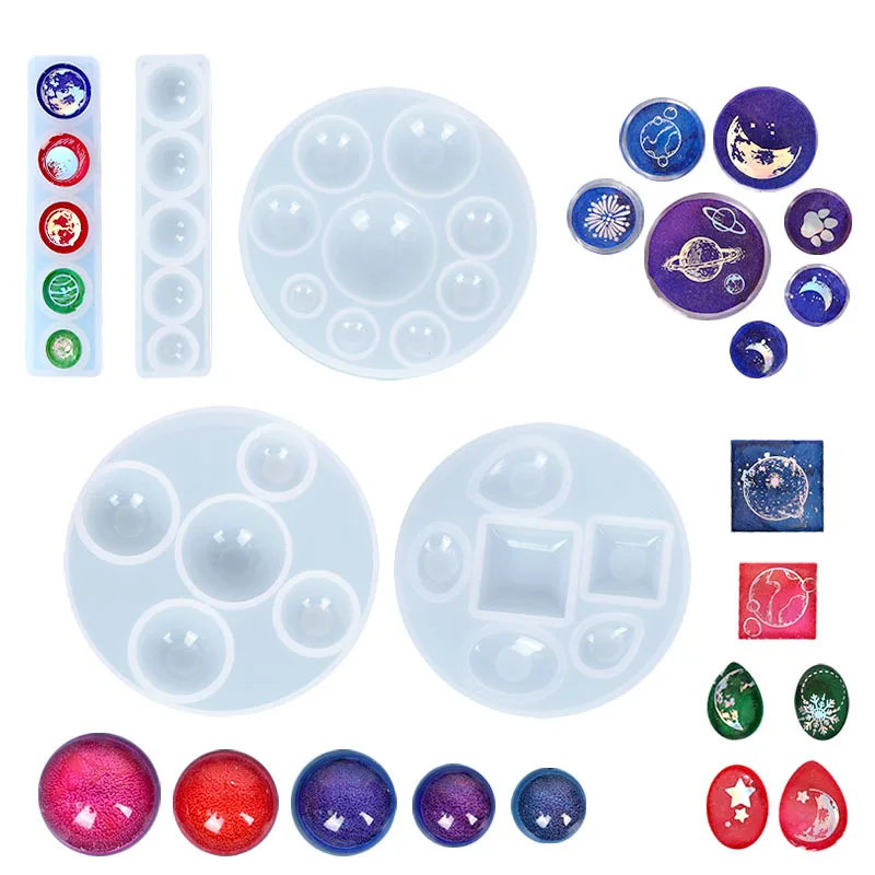 16/15/14/12/10mm Silicone Mold half ball Cabochon pendant Resin Silicone Mould handmade DIY Jewelry Making UV epoxy resin molds