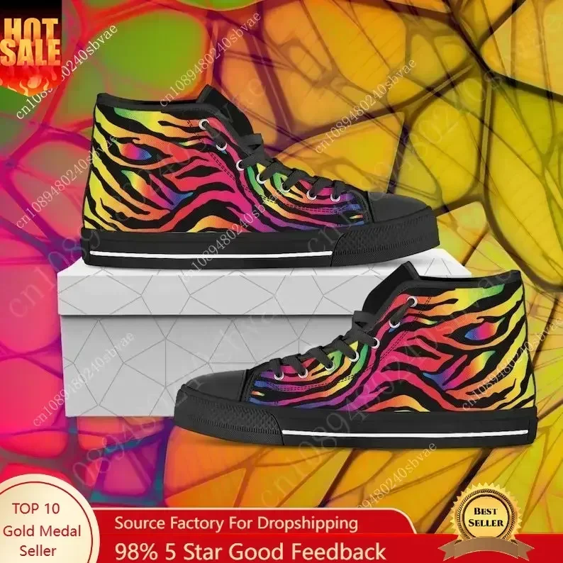 Zebra Print High Top Shoes Mens Womens Teenager Sneakers Canvas High Quality Outdoor Daily Sneaker Custom Made Couple Shoe