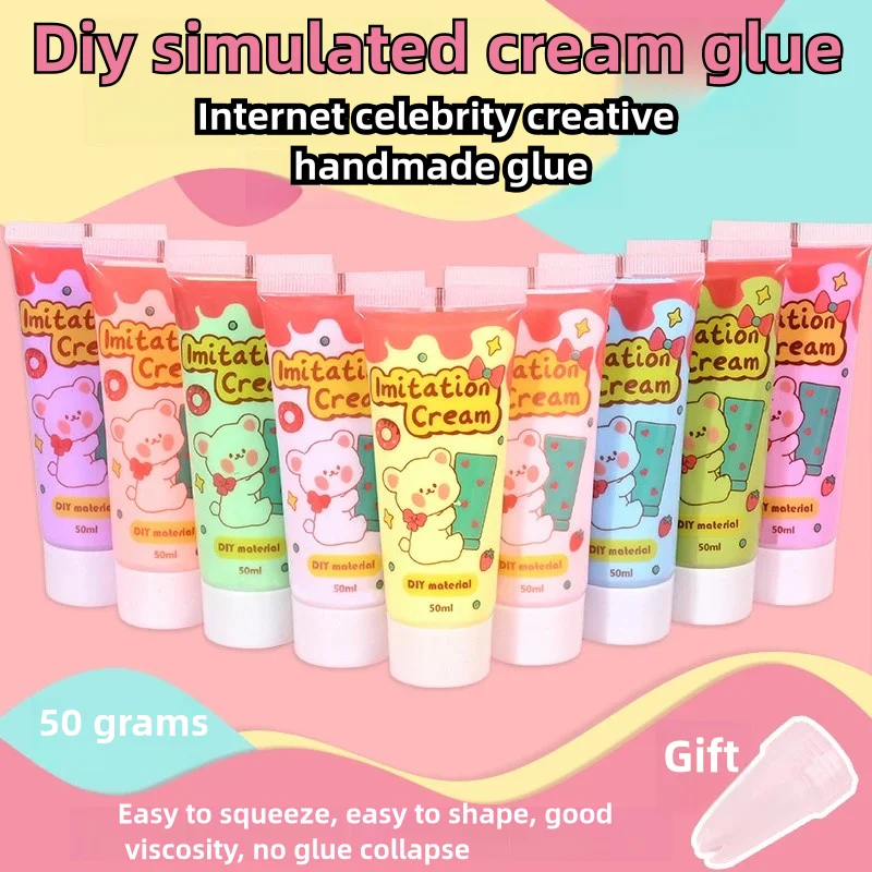 28colors simulation cream glue 50 grams of fake cream glue toy decoding cream Craft resin decoration phone case making craft DIY