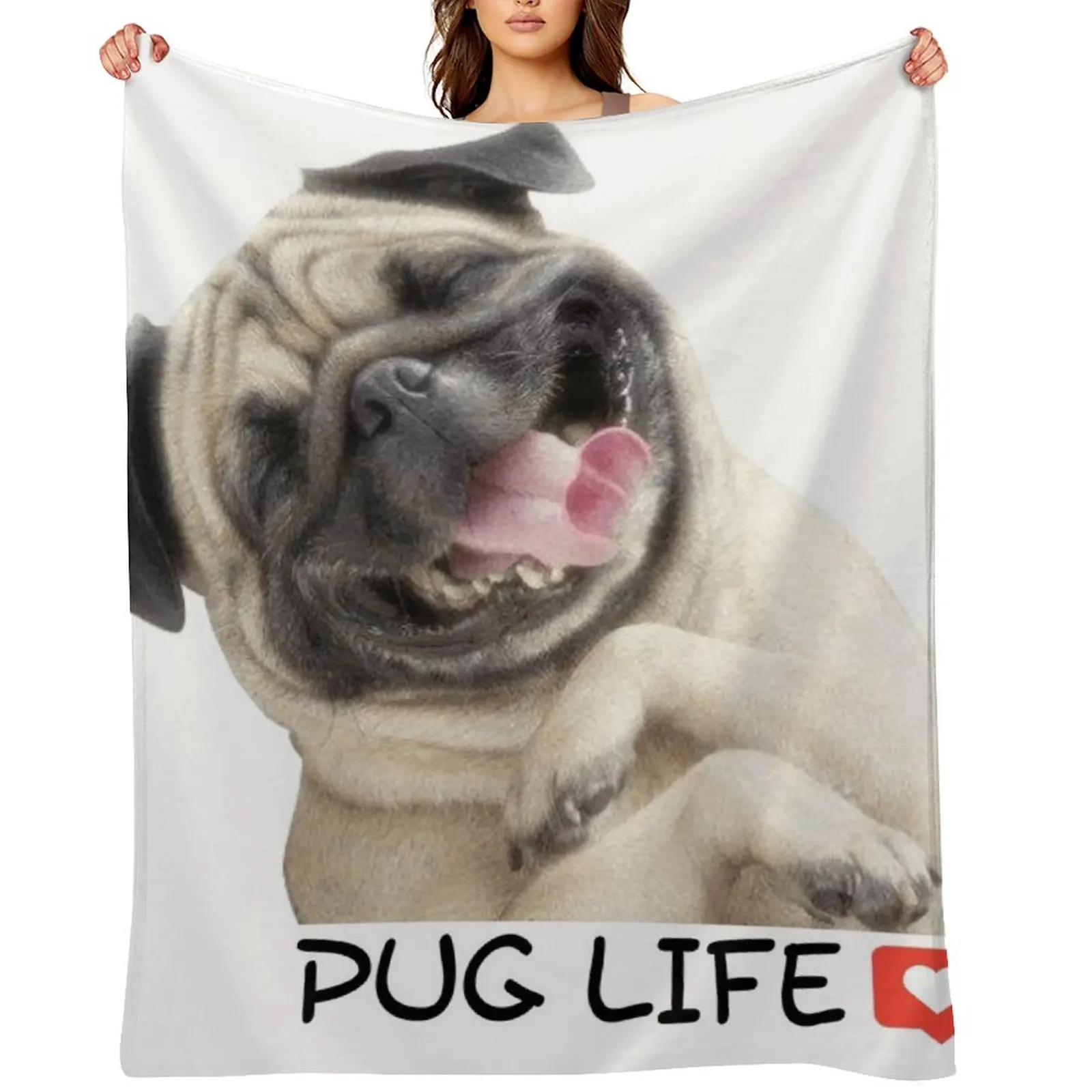 

Cute Pug Throw Blanket Vintage Tourist Cute Plaid Retros Blankets