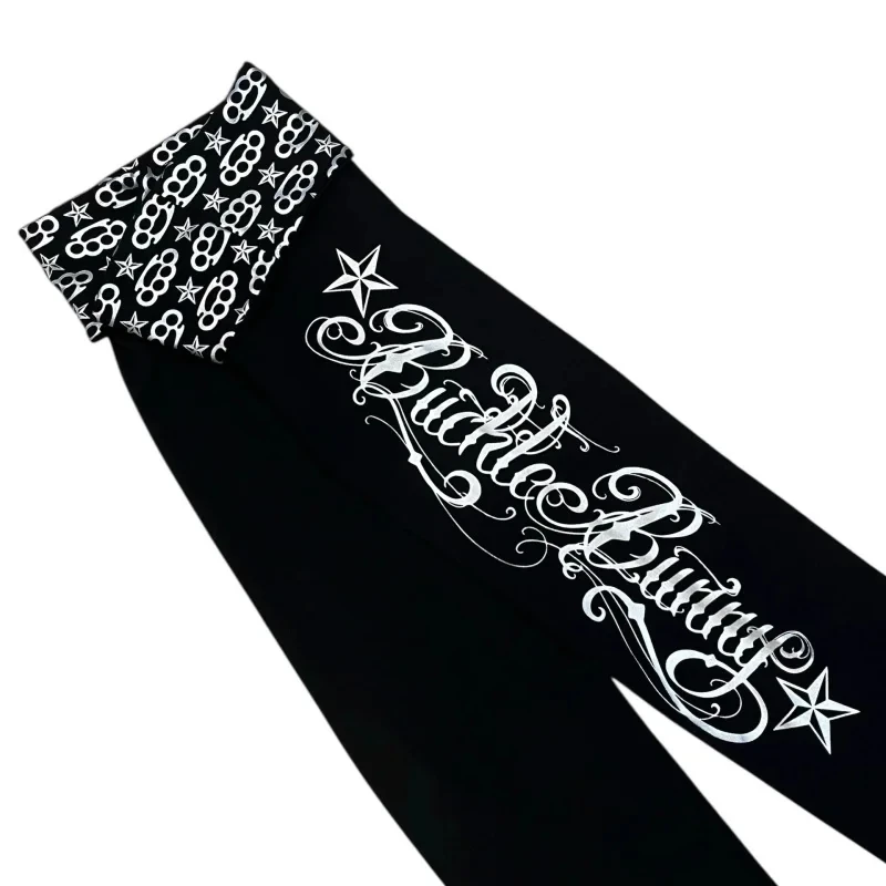 

Y2K Gothic Sweet and Fashionable American Retro 2000s Letter Printed Bellbottom Pants Hip Hop Street Cool Girl Dress Emo punk