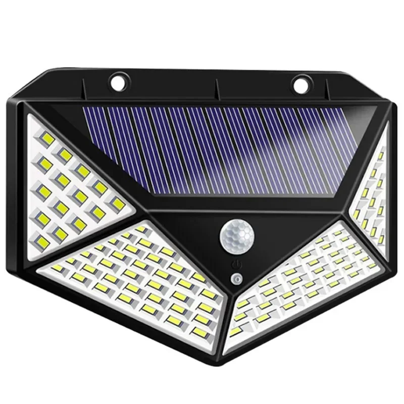 JVEE 100LED Lampada da parete solare Tutti i lati Sensore di movimento luminoso Induzione umana Cortile Impermeabile Villa Lampada da parete per esterni