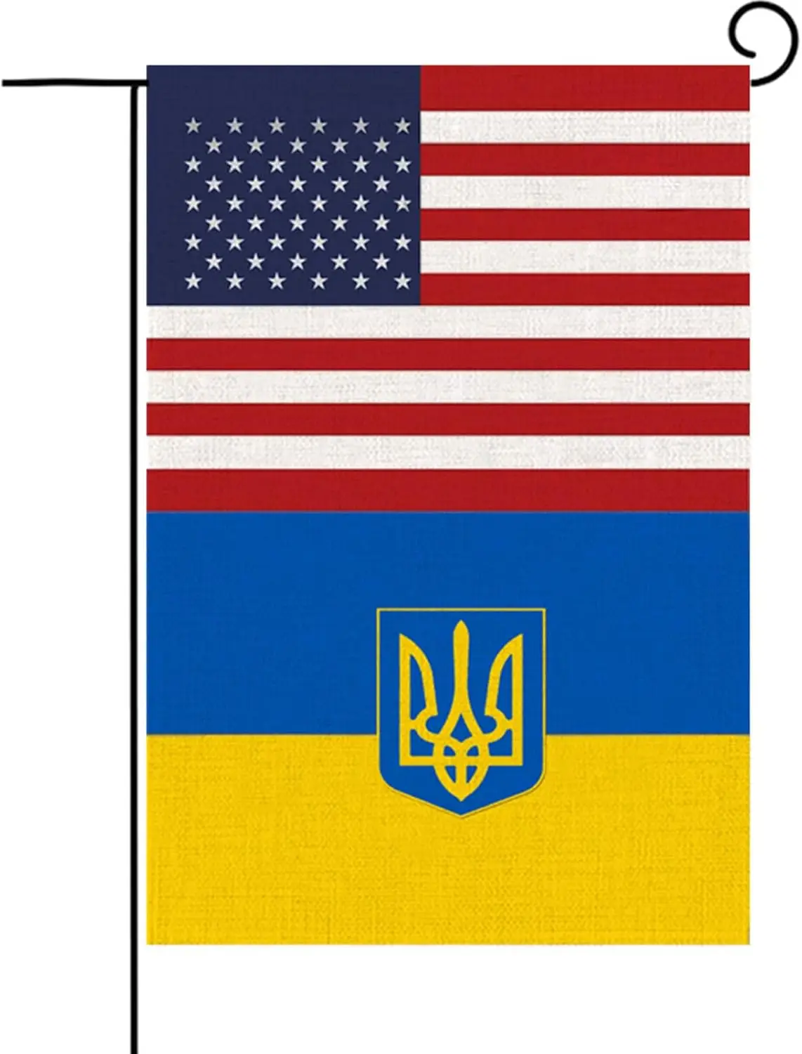 WENWELL American Ukraine US Friendship Garden Flag Double Sided,Burlap Ukrainian Trident Flags 12 x 18 inch Outdoor,Support Ukra