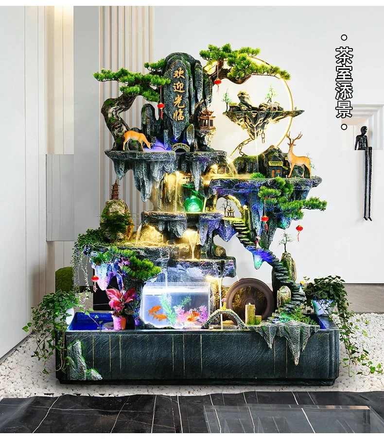 

Большой пасторальный фонтан-скала с текущей водой для гостиной, столовой, офиса, дома, напольный декор