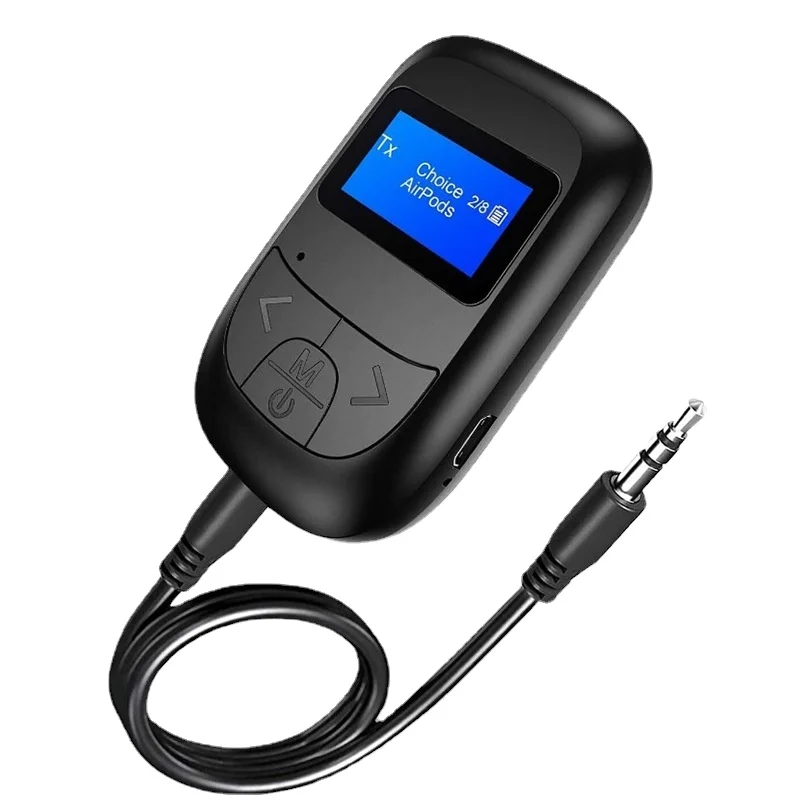 Bluetooth Receiver Transmitter 2-in-1 T14 with Display Screen Built-in Battery Audio Adapter for Speakers and Amplifiers