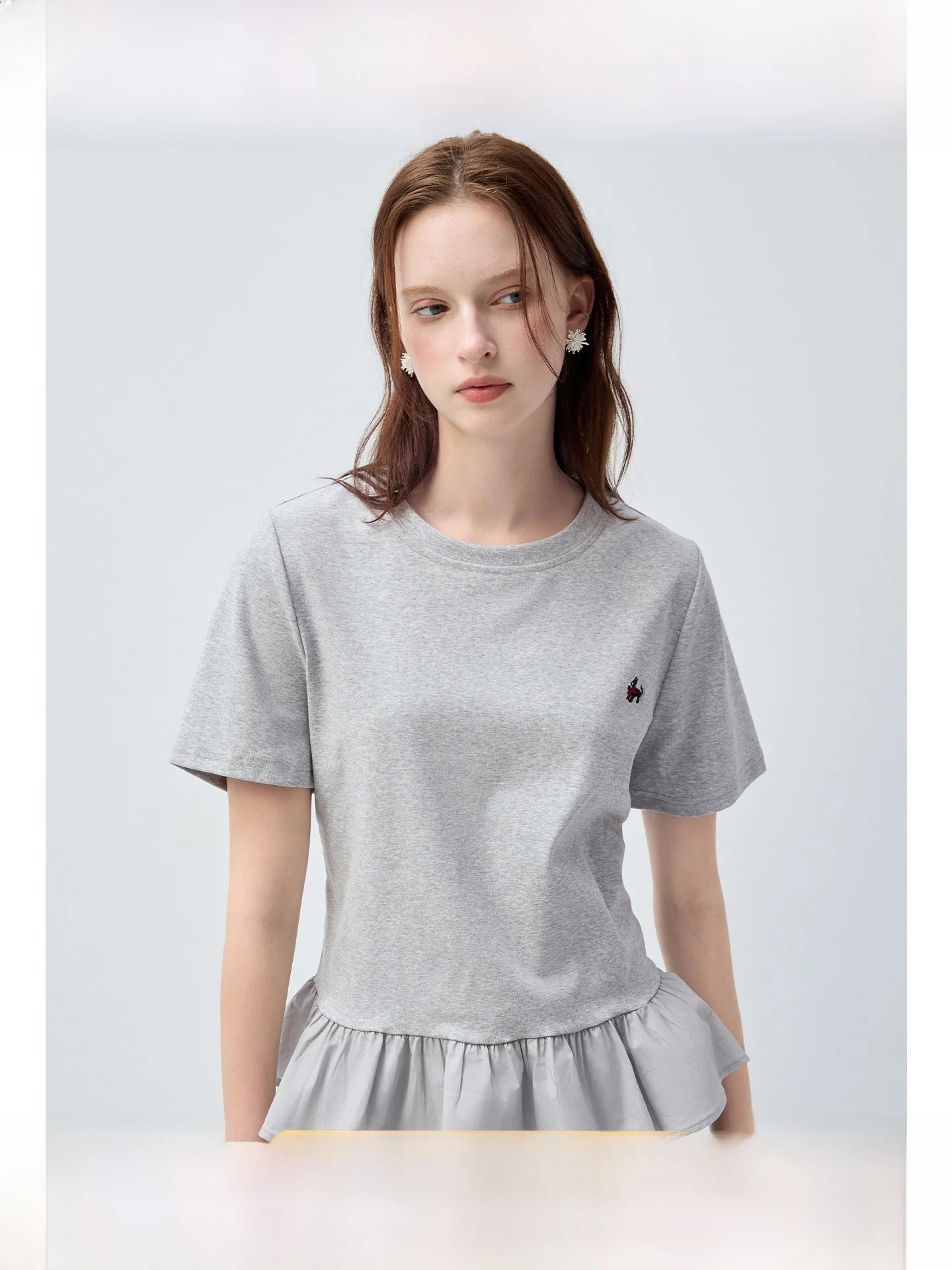 

plus Size Women's T-shirt Ruffle Sleeve Short Sleeve Slimming Korean Style Casual Breathable Spring Summer Top for Plump MM