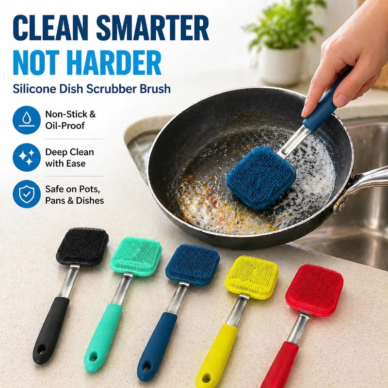 Durable Wear Resistant Multifunctional Pot Dish Washer Eco Friendly Portable Household Kitchen Clean Silicone Dish Scrubber