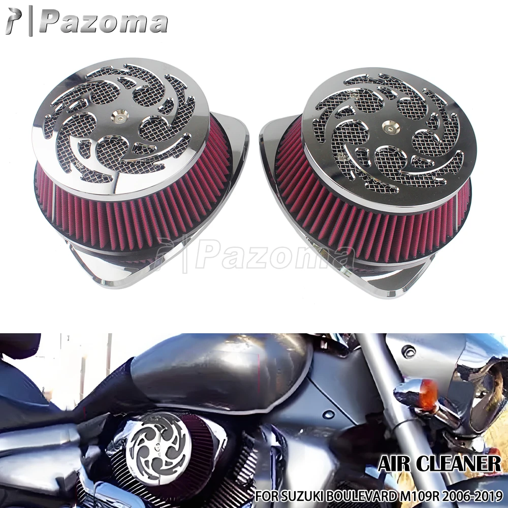 Motorcycle Twin Air Filter Cleaner For Suzuki Boulevard M109R 2006-19 M109R2 M109RZ VLR1800 C1800RT C1800R Intruder 1800 VZR1800